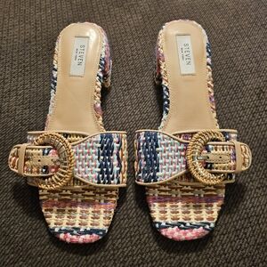 Steven Multicolor Woven Slide Sandals‎